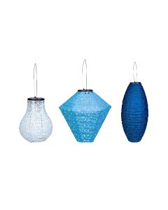 COCON Lampion LED Solar 3er-Set, Blau