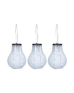 COCON Lampion LED Solar Birne, Hellgrau, 3 Stück