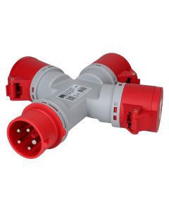 Max Hauri Sternverteiler 1x CEE16/5 - 3x CEE16/5, 400 V, IP44, Rot