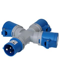 Max Hauri Sternverteiler 1x CEE16/3 - 3x CEE16/3, 230 V, IP44, Blau