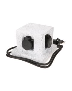 Max Hauri Gartenstromverteiler 4x T13 IP55, Steinoptik, Weiss