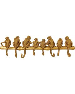 Kare Wandgarderobe Monkey 8 Haken, Gold
