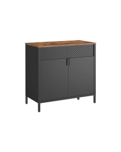 Songmics Kommode 80 x 40 x 76 cm, Braun/Schwarz