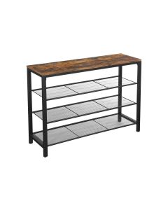 VASAGLE Schuhregal mit 3 Ablagen 100 x 72 cm, Braun/Schwarz