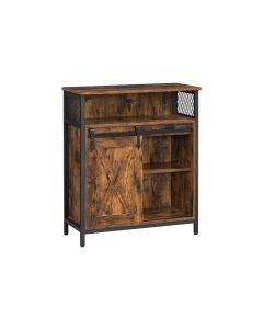 VASAGLE Kommode mit Schiebetür 70 x 80 cm, Braun/Schwarz