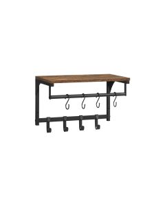 VASAGLE Wandgarderobe mit 8 Haken 40 x 24 cm, Braun/Schwarz