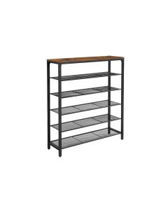VASAGLE Schuhregal mit 5 Ablagen 100 x 110 cm, Braun/Schwarz