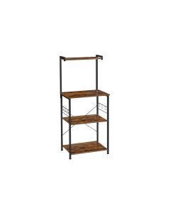 VASAGLE Küchenregal mit 6 Haken 127 x 60 cm, Braun/Schwarz