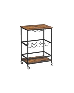 VASAGLE Bartrolley mit Flaschenhalterung 60 x 75 cm, Braun