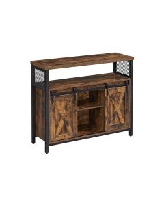 VASAGLE Sideboard mit 2 Schiebetüren 100 x 80 cm, Braun/Schwarz