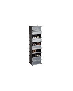 relaxdays Schuhschrank mit 10 Ebenen 176 x 49 cm, Schwarz/Transparent