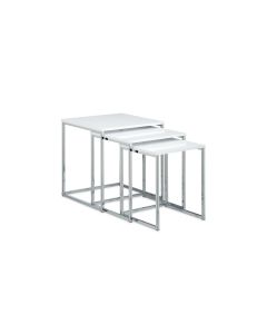 relaxdays Couchtisch 3er Set 30/35/40 x 36/39/42 cm, Silber/Weiss