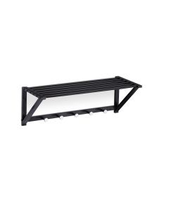 relaxdays Wandgarderobe mit Ablage 5 Haken, Schwarz