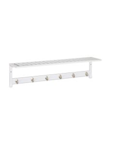 relaxdays Wandgarderobe mit Ablage 6 Haken, Weiss