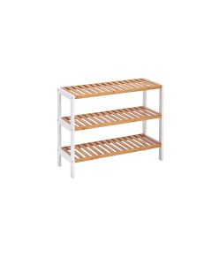 Zeller Present Schuhregal mit 3 Ablagen 70 x 54 cm, Nature/Weiss