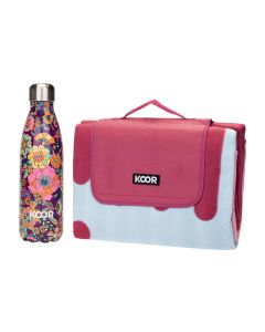 KOOR Picknickdecke 200 x 200 cm und Trinkflasche 500 ml Gelato