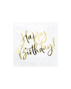 Partydeco Papierservietten Happy Birthday 33 cm x 33 cm, 20 Stück