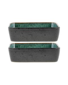 Bitz Schale Gastro 19 cm x 14 cm, 2 Stück, Grün/Schwarz