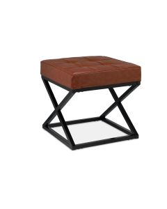 relaxdays Hocker mit Kunstleder Braun/Schwarz