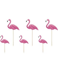 Partydeco Kuchen-Topper Aloha Flamingos 1 Stück, Pink