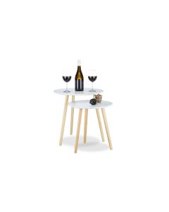 relaxdays Couchtisch 2er Set, Braun/Weiss