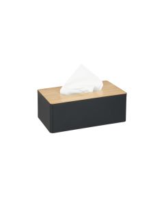 relaxdays Kosmetiktuchbox mit Bambusdeckel Nature/Schwarz