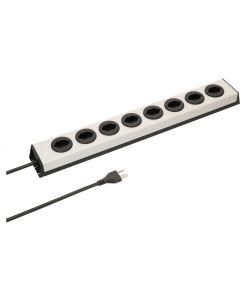 Max Hauri Steckdosenleiste 8 x Typ 23 Power Line, Silber / Schwarz