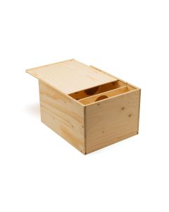 Weizenkorn Aufbewahrungskiste Weinflaschen, Holz, Hellbeige