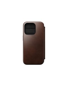 Nomad Modern Horween Leather Folio iPhone 15 Pro Rostbraun