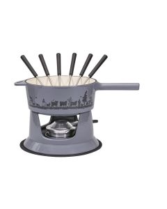 Kadastar Käsefondue-Set Alpaufzug Familie 9 Teile, Blaugrau
