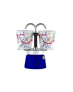 Bialetti Espressokocher Mini Express Kandinsky 2 Tassen, Blau
