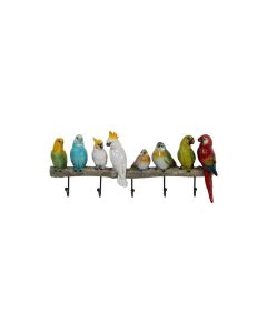 Kare Wandgarderobe Exotic Birds 5 Haken, Mehrfarbig