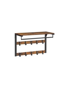 VASAGLE Wandgarderobe mit Ablage 65 x 42 cm, Braun/Schwarz