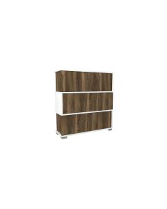 Woody Fashion Schuhschrank Napolyon 90 x 93 x 30 cm, Walnuss/Weiss