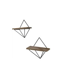 Woody Fashion Wandregal WR046 2 Stück, 30 x 14 x 2 cm, Walnuss
