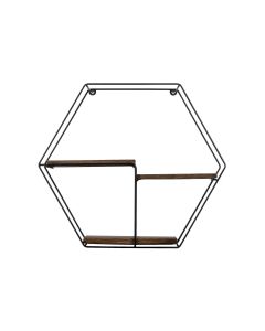 Woody Fashion Wandregal Narcissus 60 x 53 x 15 cm, Schwarz/Walnuss