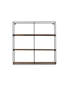 Woody Fashion Wandregal Sunflower 60 x 60 x 15 cm, Schwarz/Walnuss