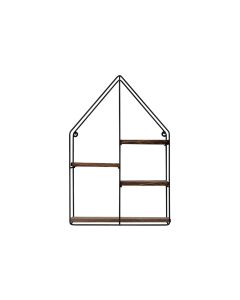 Woody Fashion Wandregal Lilium 60 x 40 x 15 cm, Schwarz/Walnuss