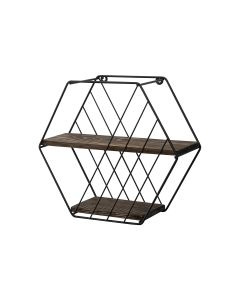 Woody Fashion Wandregal Liliales 44 x 40 x 15 cm, Schwarz/Walnuss