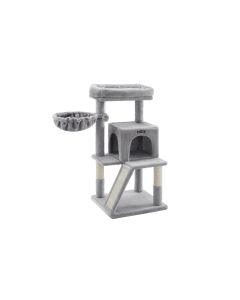Feandrea Kratzbaum mit Kratzbrett, 96 cm, Grau/Beige