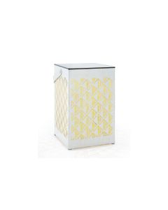 STT Laterne Muster Recharge USB, 24.5 cm, Weiss/Gold