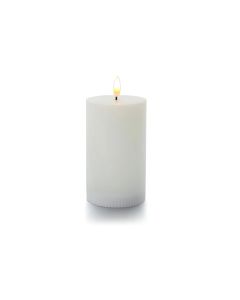 balthasar LED Zylinderkerze Rillen, Weiss
