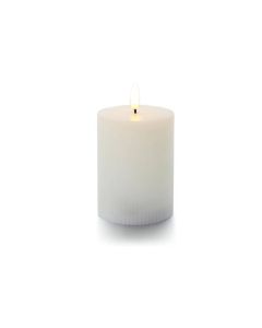 balthasar LED Zylinderkerze Rillen, Weiss