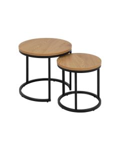 AC Design Couchtisch Spiro Ø 45/ 35 cm, 2 Stück, Nature/Schwarz