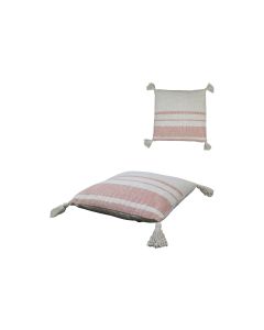 CHALET Kissen mit Quasten 45 x 45 cm, Grau/Rot