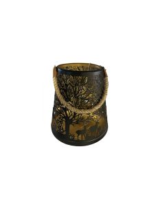 Dameco Laterne Forest 31 cm, Gold/Schwarz