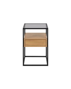 AC Design Nachttisch Randolf 40 x 35 x 60 cm, Nature/Schwarz