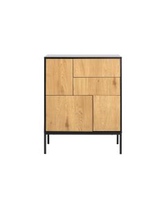 AC Design Kommode Seaford 80 x 40 x 103 cm, Nature/Schwarz