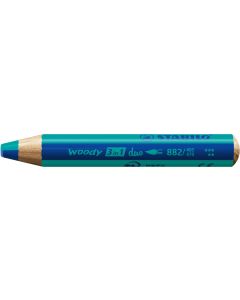 STABILO Wachsmalstifte Woody 3 in 1 duo Blau / Türkis