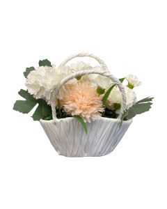 Dameco Kunstblume im weissen Korb 38 cm